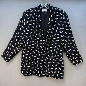 Gianni Sport Blazer Women's 12 Black Off White Graphic Vintage Blazer